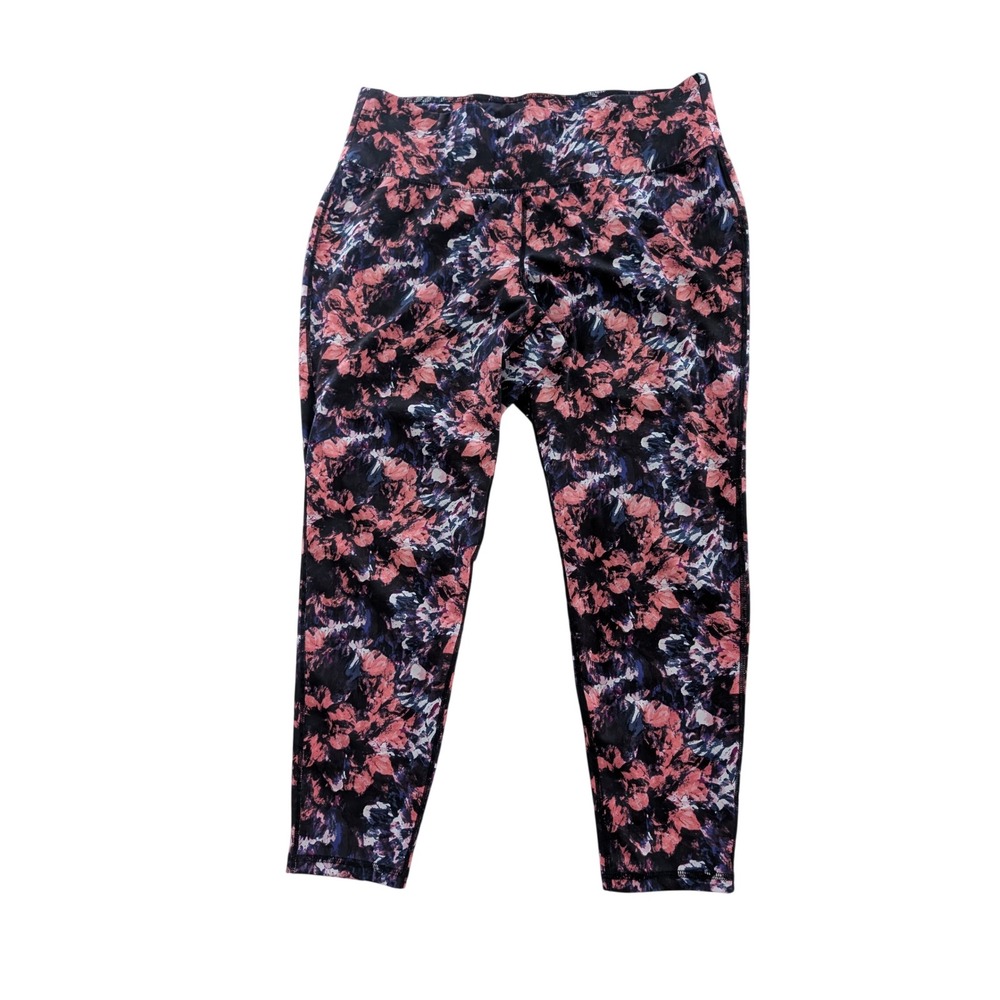Livi Active Floral Leggings Womens 18/20 Pink Navy Abstract High Rise Crop 7/8